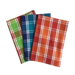 Pack Of_3 Cotton Checkered Kitchen Towel Sets (Multicolor, Size: 24x16 In)