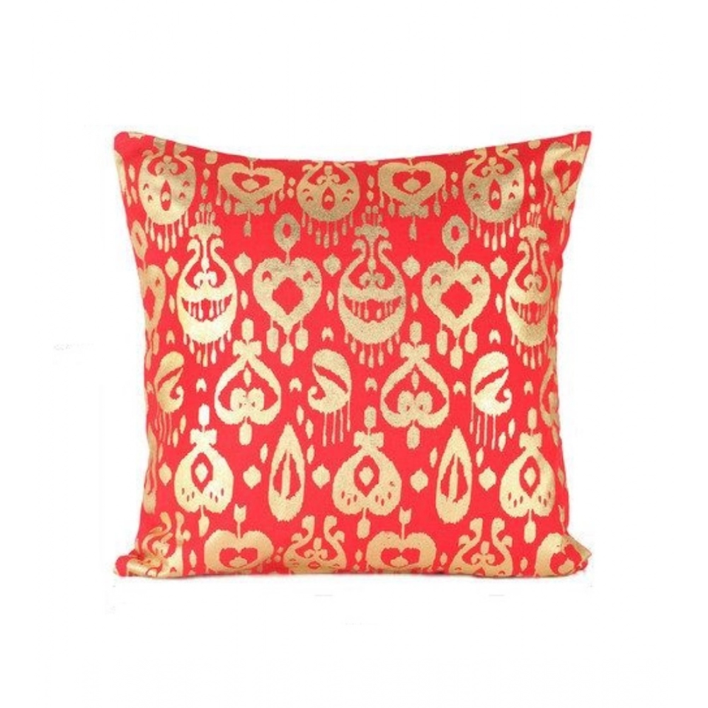 Pack Of_2 Cotton Printed Cushion Cover Sets (Red, Size: 16x16 In) - Image 3