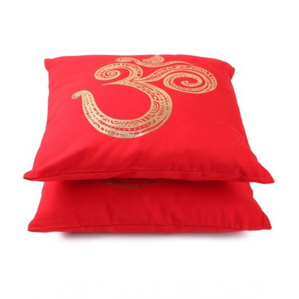 Pack Of_2 Cotton Printed Cushion Cover Sets (Red, Size: 16x16 In) - Image 3