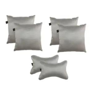 Pack Of_6 Polyester Solid Car Pillow Sets (Grey, Size: 12x12 In)
