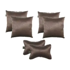 Pack Of_6 Polyester Solid Car Pillow Sets (Grey, Size: 12x12 In)