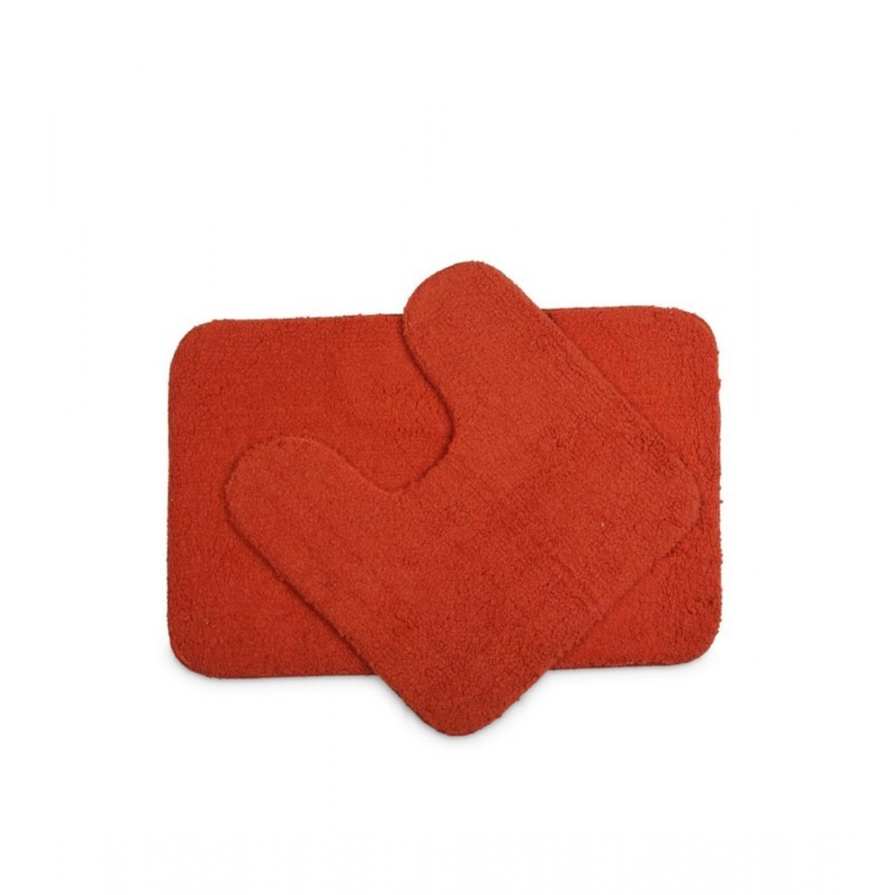 Polyester Solid Bathmats Sets (Orange, Size: 20x30 In)
