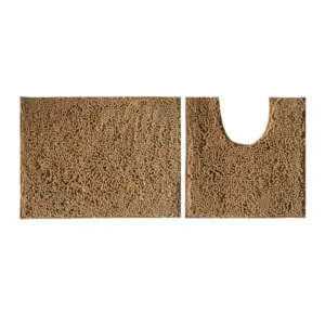Polyester Knitted Bathmats Sets (Light Brown, Size: 20x30 In)