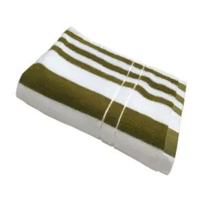 Cotton Striped Bath Towels (Green & White, Size: 30x59 In)
