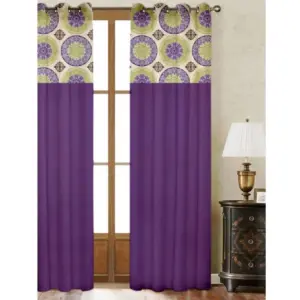 Cotton Printed Curtains (Multicolor, Size: 54x90 In)