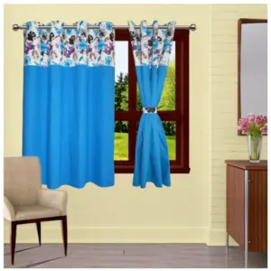 Cotton Printed Curtains (Multicolor, Size: 54x90 In)