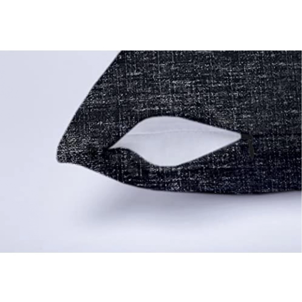 Pack Of_2 Chenille Checkered Cushion Covers (Black, Size: 18x18 In) - Image 2