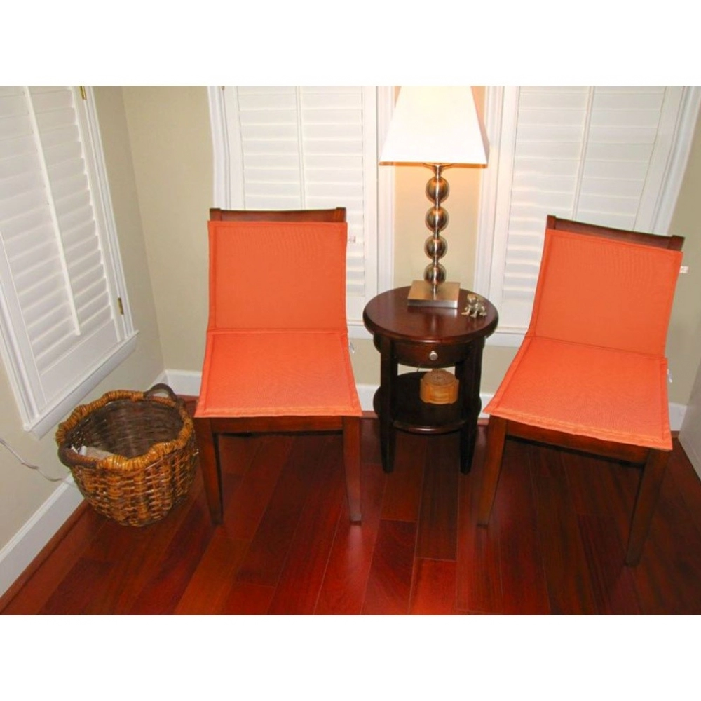 Pack Of_4 Polyester Solid Chairpads (Orange, Size: 16x16 In) - Image 4