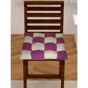 Cotton Blended Solid Chair Cushions (Purple & White, Size: 16x16 In)
