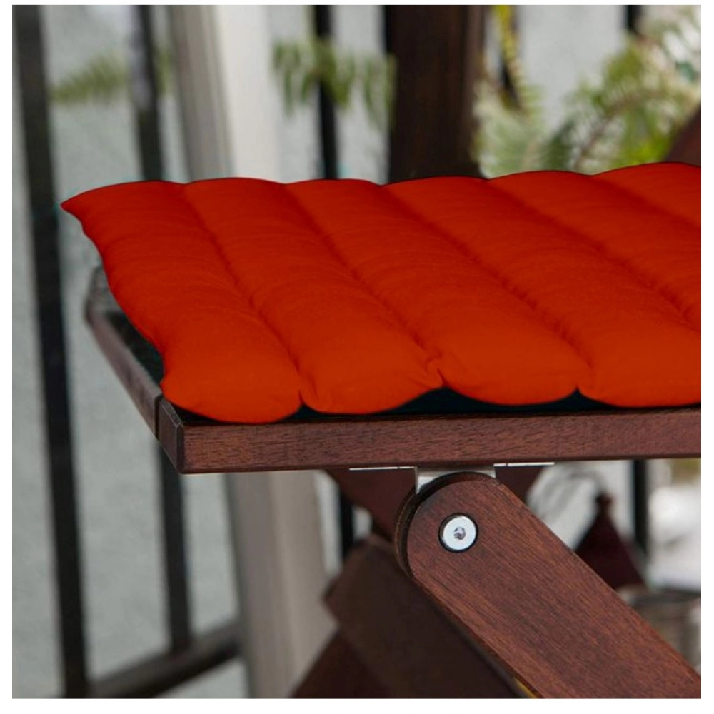 Cotton Blended Solid Chair Cushions (Orange, Size: 16x16 In) - Image 3