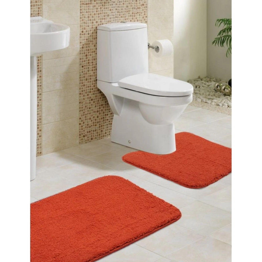 Polyester Solid Bathmats Sets (Orange, Size: 20x30 In) - Image 3