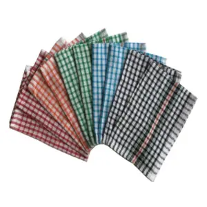 Pack Of_10 Cotton Checkered Kitchen Towel Sets (Multicolor, Size: 18x12 In)