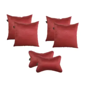 Pack Of_4 Polyester Solid Car Pillow Sets (Red, Size: 12x12 In)