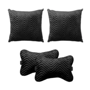 Pack Of_4 Polyester zig zag Car Pillow Sets (Black, Size: 12x12 In)