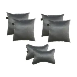 Pack Of_6 Polyester Solid Car Pillow Sets (Grey, Size: 12x12 In)