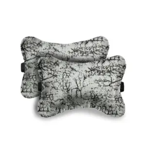 Pack Of_2 Velvet Printed Bone Neck Pillow (Dark Grey, Size: 6x10 In)