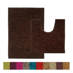 Polyester Knitted Bathmats Sets (Brown, Size: 16x24 In)