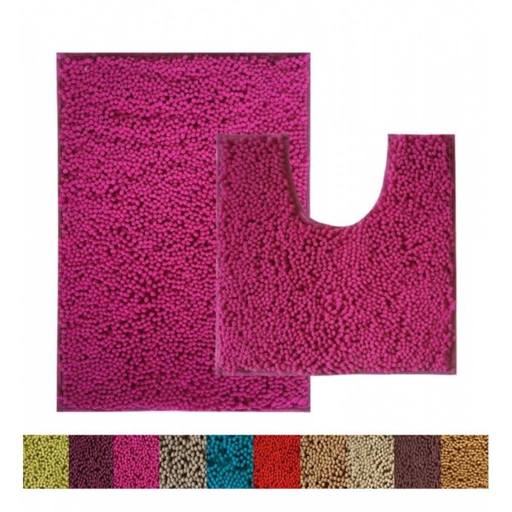 Polyester Knitted Bathmats Sets (Pink, Size: 16x24 In) - Image 3