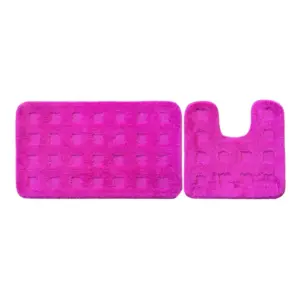 Polyester Knitted Bathmats Sets (Pink, Size: 16x24 In)