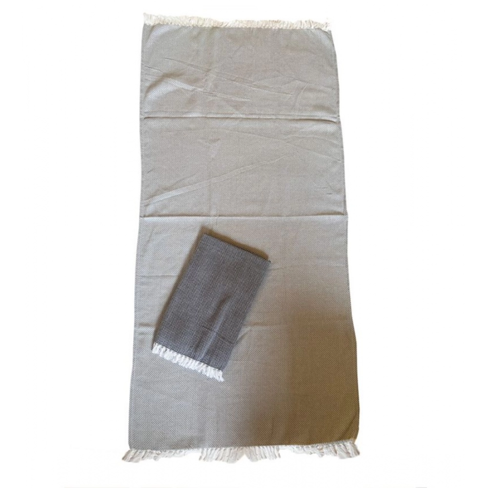 Pack Of_2 Cotton Checked Bath Towels (Grey, Size: 28x59 In) - Image 3