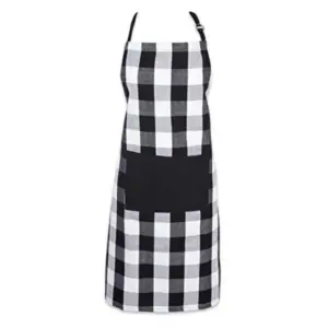 Cotton Checked  Aprons (Black & White, Size: 28x32 In)