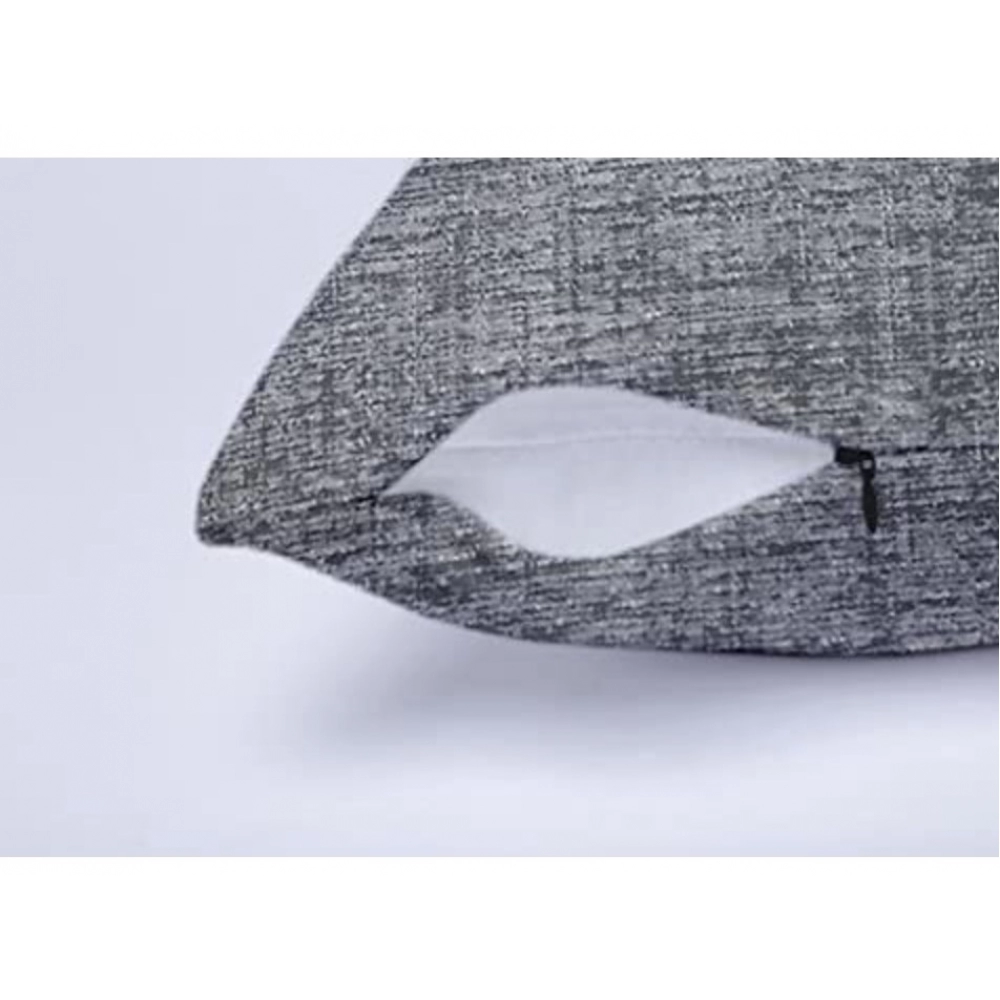 Pack Of_2 Chenille Checkered Cushion Covers (Grey, Size: 16x16 In) - Image 2