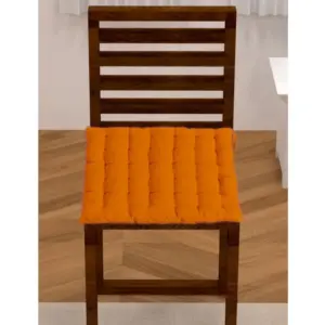 Cotton Blended Solid Chair Cushions (Mustard, Size: 16x16 In)