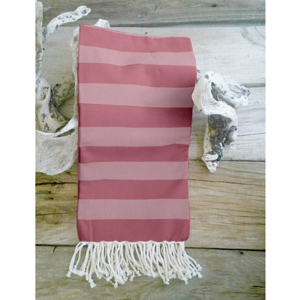 Cotton Striped Bath Towels (Rose, Size: 30x59 In) - Image 4