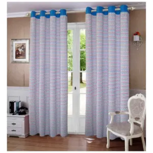 Cotton Printed Curtains (Multicolor, Size: 54x90 In)