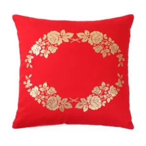 Pack Of_2 Cotton Printed Cushion Cover Sets (Orange, Size: 16x16 In)