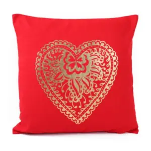 Pack Of_2 Cotton Printed Cushion Cover Sets (Orange, Size: 16x16 In)