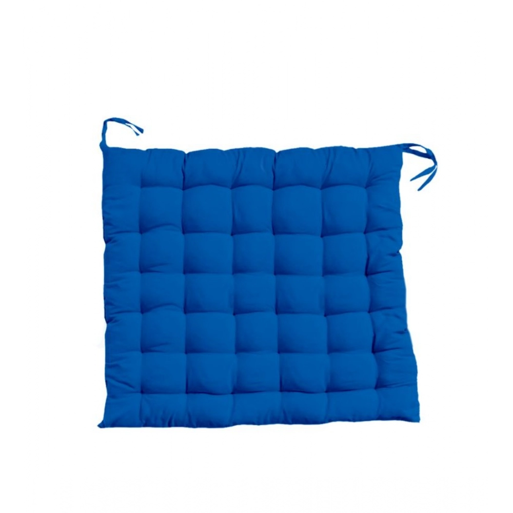 Cotton Blended Solid Chair Cushions (Blue, Size: 16x16 In) - Image 3