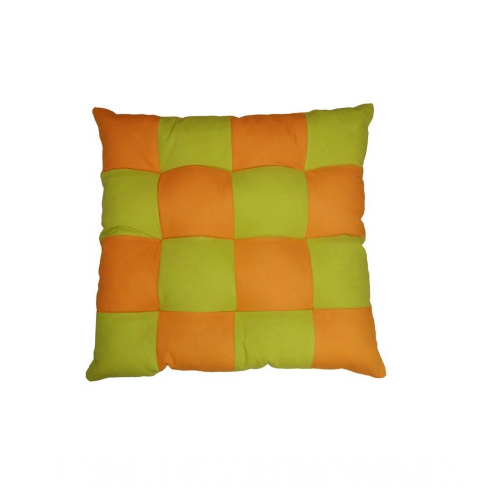 Cotton Blended Solid Chair Cushions (Green & Mustard, Size: 16x16 In) - Image 4