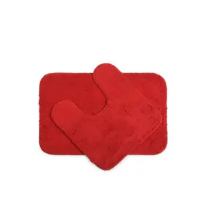 Polyester Solid Bathmats Sets (Red, Size: 20x30 In)