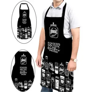 Cotton Printed Aprons (Black, Size: 24x31 In)