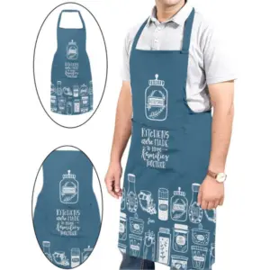 Cotton Printed Aprons (Blue, Size: 24x31 In)