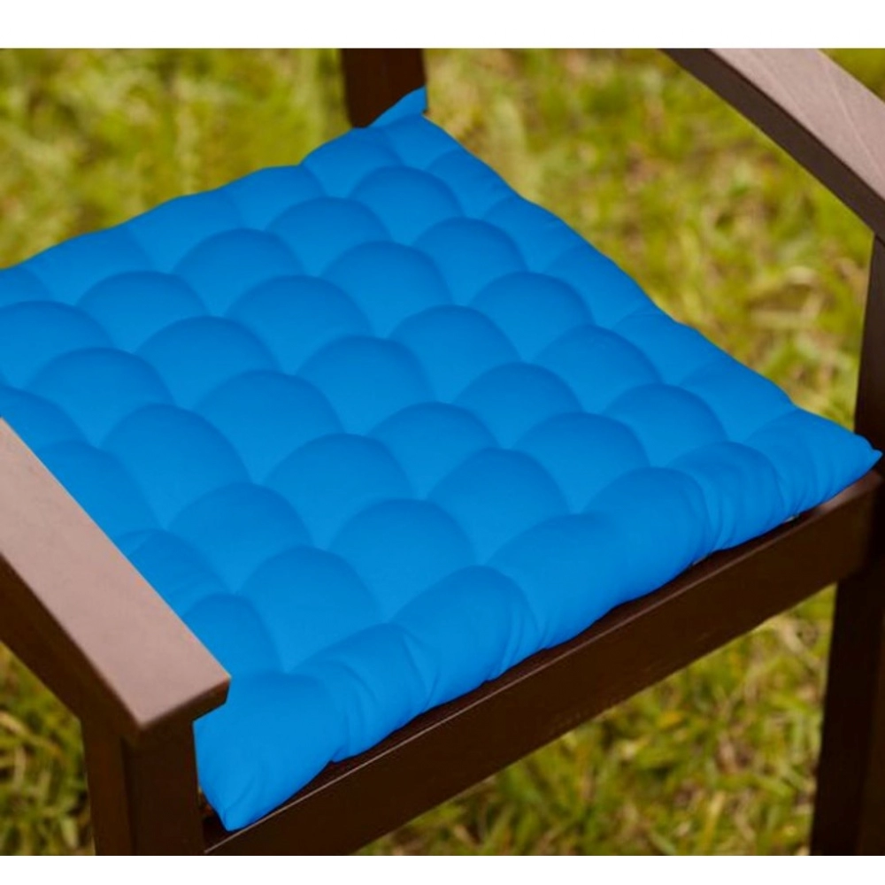 Cotton Blended Solid Chair Cushions (Blue, Size: 16x16 In) - Image 4