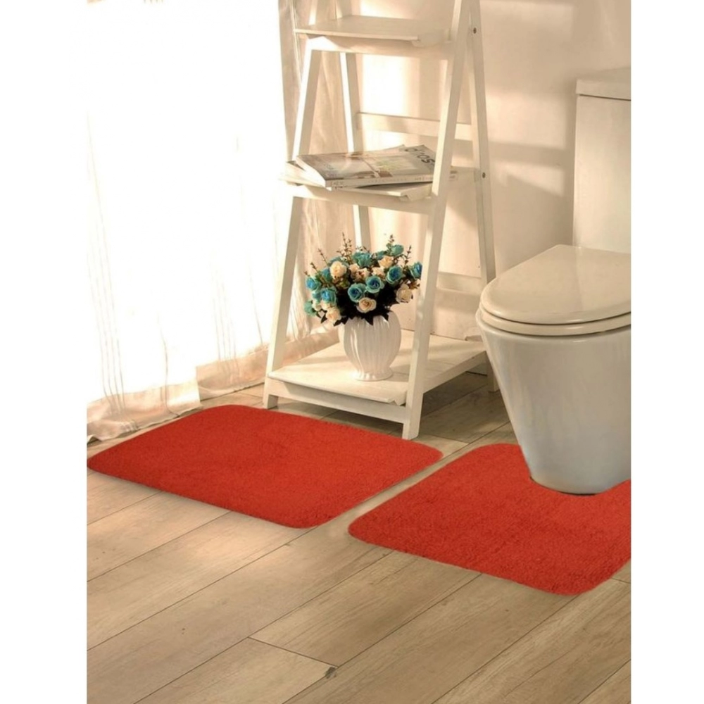 Polyester Solid Bathmats Sets (Orange, Size: 20x30 In) - Image 4