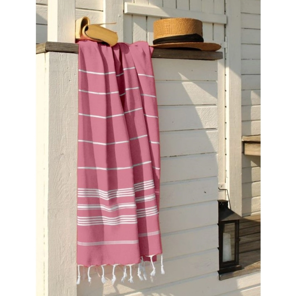 Cotton Striped Bath Towels (Rose, Size: 30x59 In) - Image 4