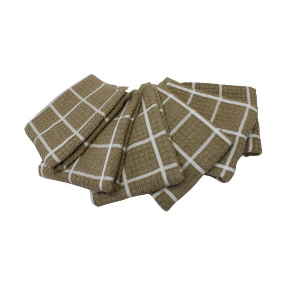 Pack Of_6 Cotton Checkered Kitchen Towel Sets (Beige ) - Image 3