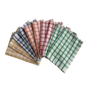 Pack Of_10 Cotton Checkered Kitchen Towel Sets (Multicolor, Size: 18x12 In)