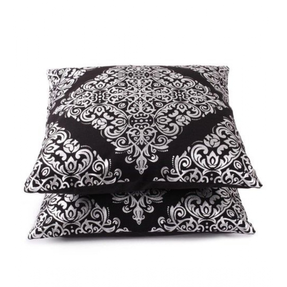 Pack Of_2 Cotton Printed Cushion Cover Sets (Black, Size: 16x16 In) - Image 3