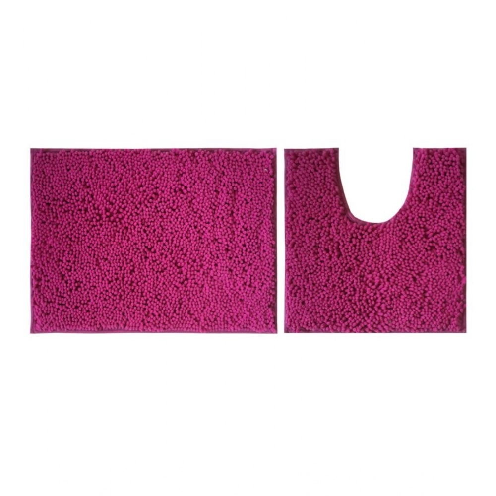 Polyester Knitted Bathmats Sets (Pink, Size: 16x24 In)