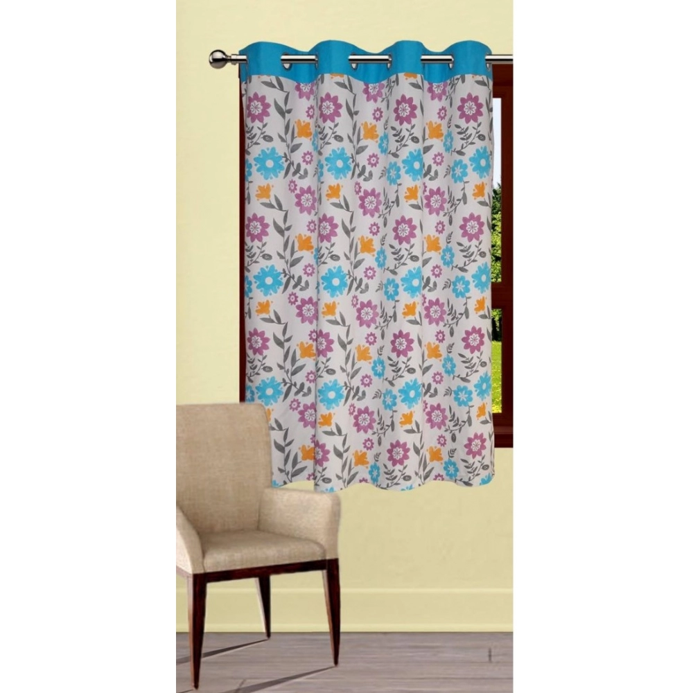 Cotton Printed Curtains (Multicolor, Size: 54x60 In) - Image 3