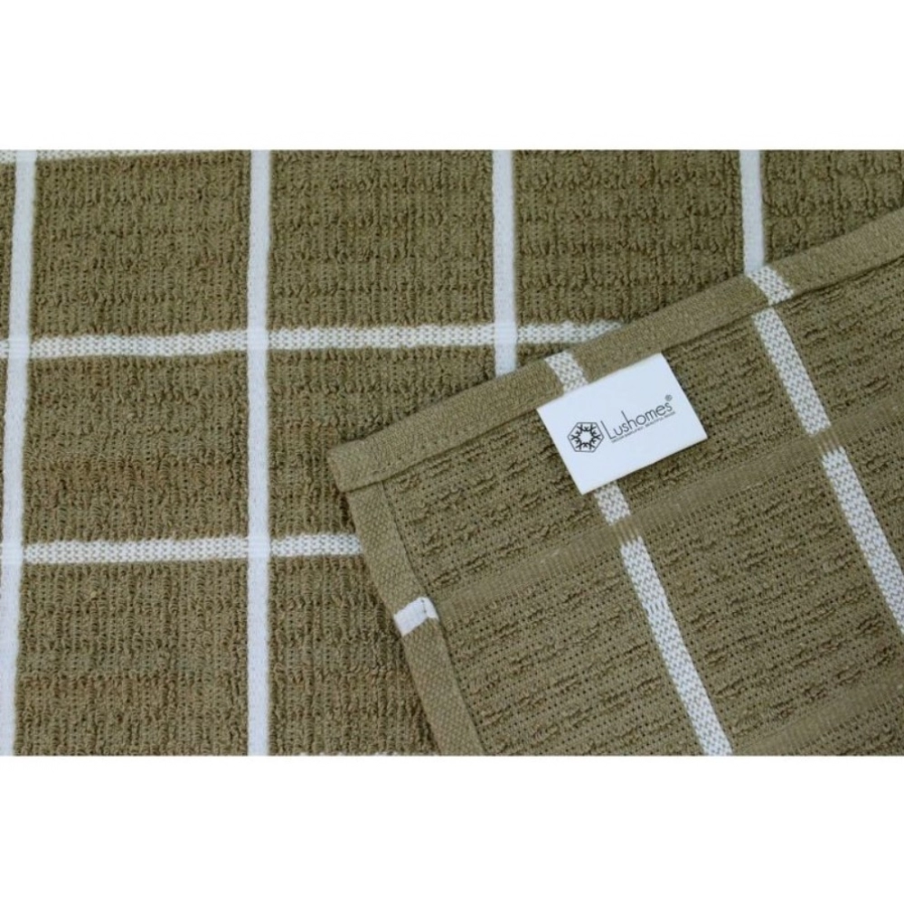 Pack Of_6 Cotton Checkered Kitchen Towel Sets (Beige ) - Image 2