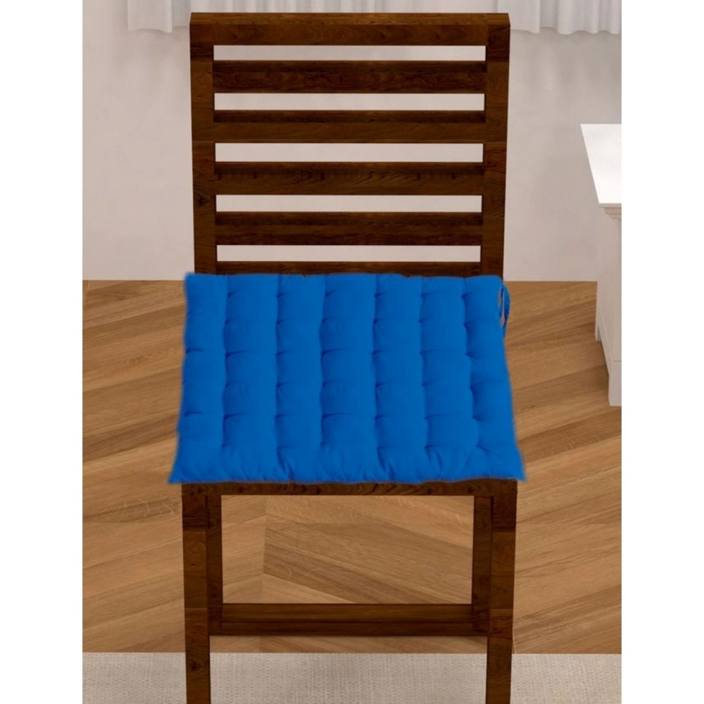 Cotton Blended Solid Chair Cushions (Blue, Size: 16x16 In)