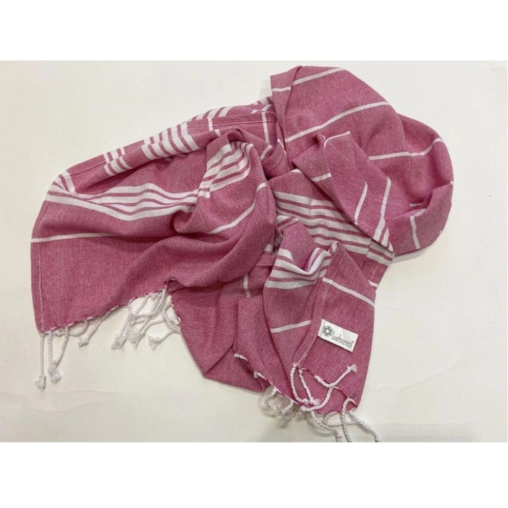 Cotton Striped Bath Towels (Rose, Size: 30x59 In) - Image 3