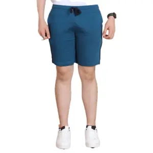 Men's Casual Cotton Striped Above knee Shorts (Blue)