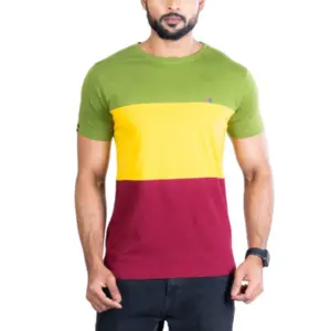 Men's Casual Cotton Printed Round Neck Half Sleeve T-Shirt (Multicolor)