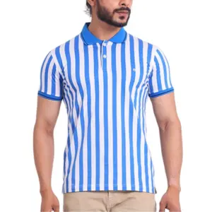 Men's Casual Cotton Printed Polo Neck Half Sleeve T-Shirt (White)